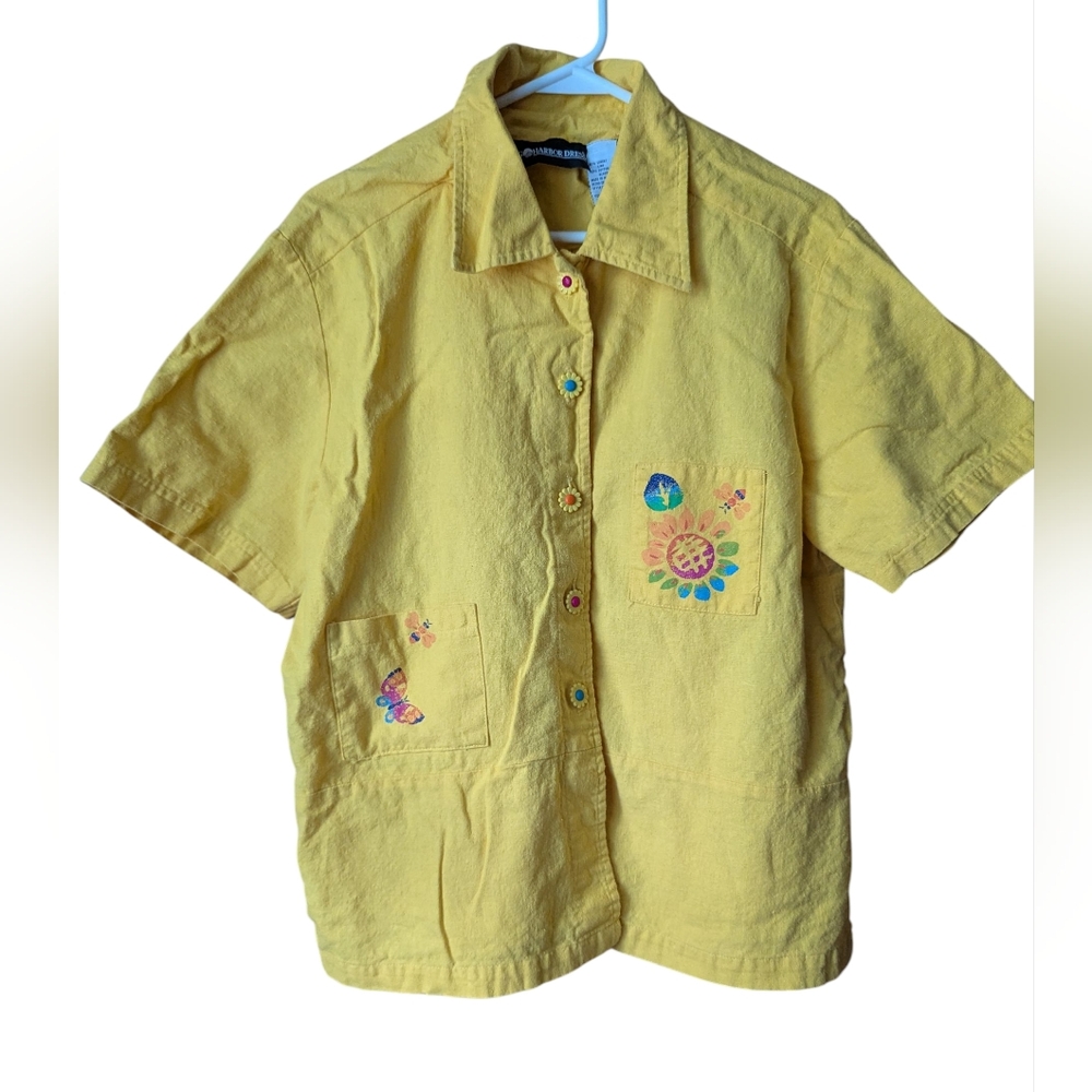 Sag harbor dress women's shirt button up short sleeves sz 16